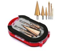 6PCS HSS Steel Step Drill Bit Set 4-12/20/32mm Metal Hole Wood Cone Core Drilling 3,6,8 Saw Drill (Color : 6PCS(with Box))