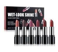 6Pcs Lipstick Set for Women,Wet-Look Shine Lipsticks, Long Lasting Waterproof Glitter Lips Gloss with Creamy Texture,Non-Fading,Moisturizing Lip Lipstick Makeup Gift Set,for All Skin Types
