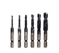 6PCS M3-M10 Screw Tap Drill Bits HRC89 TiAlN Coated HSS CO M35 Cobalt Taps Metric Combination Bit 1/4" IN Hex Quick Change