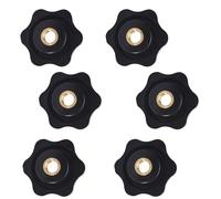 6pcs M8 Tuerca de Perilla, Negro Forma Estrella Cabeza Perilla de Sujeción Perilla,Tuerca de Perilla de Plástico y Latón para Maquinaria, Herramientas y Equipos, Negro, Instalación Fácil y Rápida