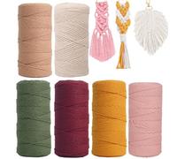 6Pcs Macrame Cuerda 1mm, Hilo de Macramé de Algodón Natural Gruesa, Cuerda Manualidades Colores, Cuerda de Algodón Trenzada para Manualidades,Tejidos, Bohemia Decoración (6Pcs-100m)