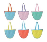 6PCS Mesh Beach Bag Set - Nylon Toy Storage Bags With Shoulder Straps 32x23x8cm Lightweight Carry Pouches For Beach Toys Shell Collection Swimming Gear Travel Outdoor Activities And Kids B́each
