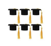 6pcs Mini Doctoral Shape Wine Bottle Adorable Tassel Wine Bottle Cover Graduation Party Ornament Beer Bottle Decoration (yellow Tassel)