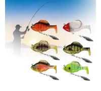 6Pcs Multiple Pre-Rigged Jig Head Soft FishingLures, 3D Fishing Lures with Metal Propeller Spinner Blades, Sequin Lure Fly Hook for Freshwater Saltwater (#B,8 cm / 18 g)