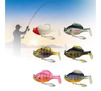 6Pcs Multiple Pre-Rigged Jig Head Soft FishingLures, 3D Fishing Lures with Metal Propeller Spinner Blades, Sequin Lure Fly Hook for Freshwater Saltwater (#A,8 cm / 18 g)
