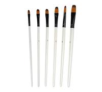 6Pcs Paint Brush Set Hand Made Soft Bristles Two Colors Nylon White Oil Paint Brush Set for Gouache Watercolor Acrylic Painting Artists Students Children (Clavo redondo)