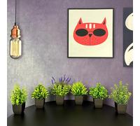 6pcs Pequeña Artificial de Flores Negras, Simulada Decoración para el Hogar Interior, Planta de Lavanda de Plástico Oficina Baño Dormitorio Decoración Verde Mini en