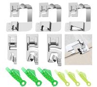 6pcs pies de Costura de Acero Inoxidable, pie de máquina de Coser, pie con Dobladillo Compatible con Brother Singer, W6, Elina, Janome, Pfaff