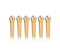 6Pcs Pins para Guitarra Acústica, Brass Guitarra Bridge Pins con Crystal Glass Dot Decor Music Instrument Parts(Blanco)