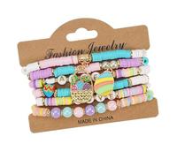 6pcs Polímeros Temáticos De Pascua Multipropósito Multipropósito Pulseras De Arcilla Arcilla Vibrante Color Portátil para Fiestas Navideñas Accesorio Fiestas Pascua