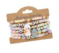 6pcs Polímeros Temáticos De Pascua Multipropósito Multipropósito Pulseras De Arcilla Arcilla Vibrante Color Portátil para Fiestas Navideñas Accesorio Fiestas Pascua