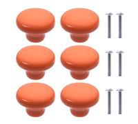 6Pcs Pomos de Cerámica para Armario Redondas Perillas de Los Muebles para Habitación de Niños Gabinetes de Cocina Estantería (Naranja)