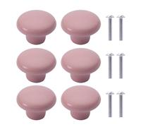 6Pcs Pomos de Cerámica para Armario Redondas Perillas de Los Muebles para Habitación de Niños Gabinetes de Cocina Estantería (Rosa Claro)