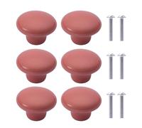 6Pcs Pomos de Cerámica para Armario Redondas Perillas de Los Muebles para Habitación de Niños Gabinetes de Cocina Estantería (Rojo Claro)