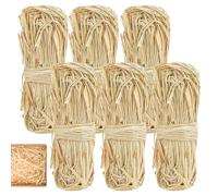 6PCS Rafia 50g, Cinta de Rafia Natural, Ramos Decoración Cinta Artesanal para Envolver Navidad Cumpleaños DIY Relleno Hierba