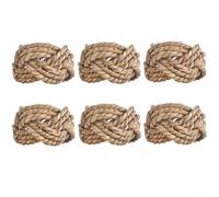 6pcs Rattan Napkin Rings Woven Rustic Brown | Sturdy rattan material, rust-proof, reusable design, rustic brown color, 6-piece set
