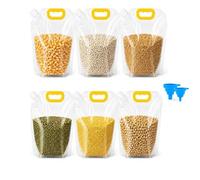 6Pcs Reusable Airtight Cereal Storage Bags Stand Up Rice Grain Pouches