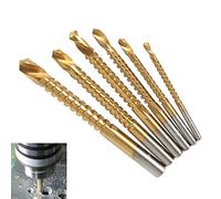 6pcs Serrated Drill Bit Set,Titanium Coated Hss Twist Drill Bits,40 In 1 Multifunctional Drill Set,Masonry Drill Bits Set Glass Drilling Bits,Wood Metal Plastic Hole Holesaw Tool (6PC)
