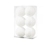 6Pcs / Set 10cm Christmas Ball Foam + Plastic Xmas Tree Decoration Holiday Hanging Ornament - White