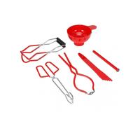 6PCS/Set Canning Kit Non Slip Food Tongs, Jar Lifter, Lid Lifter, Funnel, Measurer Set Red