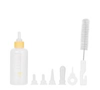 6PCS / Set Pet Puppy Kitten Biberón Pequeño Cat Cat Kit de Cuidado de enfermería Suministros de alimentación líquida 60 ml con pezones de Repuesto(Amarillo)