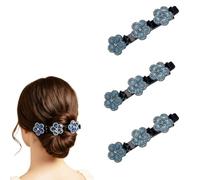 6PCS Sparkling Crystal Stone Braided Hair Clips, Rhinestone Hair Clips Hair Braid Clips Easily Braided Hair Bands, Shiny Rhinestone Hair Clip for Women and Girls (3PCS-C)