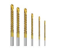 6Pcs Spiral Screw Metric Serrated Twist Drill Titanium Coated HSS-4241 Spiral Saw Drill Bit Set,3-8mm Carpenter hacksaw drill bit,hole drilling Wood Metal Plastic Holesaw Tool