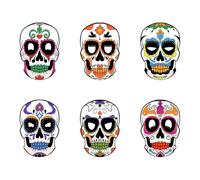 6pcs Sugar Skull Masquerade - Womens Fancy Dress Face Covers, Gothic
