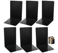 6Pcs Sujeta Libros de Metal Negro con Alfombrilla Antideslizante, Sujetalibros Estantería Alta Resistencia 20x13,5x10cm, Soporte Libros Sólidos, Organizador Libro para Escuela,Hogar,Oficina,Biblioteca