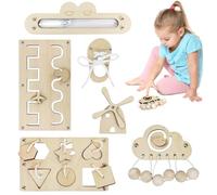 6Pcs Tablero Ocupado de Madera de Bricolaje como Regalo, Juguetes de Aprendizaje de Habilidades Prácticas, Accesorios de Tablero de Actividades para Niños Niños de 1 a 6 Años