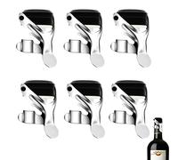 6Pcs Tapon Champana, Tapon para Botella de Cava, Tapón de Champán de Acero Inoxidable con Sello de Goma Para Sellar Champán Vino Espumoso