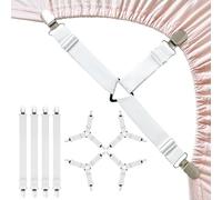 6pcs Tensores de Sábanas Ajustables,Sujeta Sabanas Bajeras,Ajustables y Elásticos, con Clip de Metal, Correas Tensoras para Sábana con Cintas Largas para Sábanas sin Arrugas