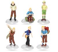 6pcs TinTin Mini Figuras Tarta Decoración, Cartoon Adornos para Tartas, Adornos de Tartas para Niños,Decoración de Pastel de Cumpleaños