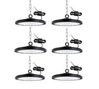 6pcs UFO LED 200W, proyector LED 20000LM Spot High Bay Luz, IP65 UFO LED blanco frío 6500K, LED Proyector interior para iluminación de garaje fábrica taller gimnasio