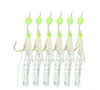 6pcs Verde Luminoso Para Sabiki Rig Con Ganchos De Acero Al Carbono Para Pesca De Agua Salada Noche Cebo Jigs Tamaño #8 A #18 (14#)
