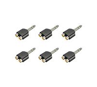 6piezas 6.35 mm 1/4 Pulgada EstéReo Macho una 2 Convertidor de Adaptador de Audio Doble y RCA Hembra y Divisor