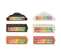 6piezas 7 Días Batería Social Pines,Pines de Esmalte de BateríA Sociali,Social Battery Pin,Insignia Nube de Gestión Emocional,Insignia Batería Sociales,Diseño deslizante