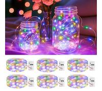 6Piezas Cadena de Luces LED Pilas con Temporizador, 2M/20 LEDs 3Modos fairy lights,Impermeable Plata Alambre Guirnalda Luces Micro, Luces Decorativas de Navidad Halloween Boda Mason Jar botellas