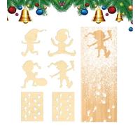 6Piezas Pl-antilla De Gnomo Na-vidad, Enano De Na-vidad Pl-antilla De Huella, Pl-antillas Huellas Elfo, Plantilla Huella Navidad, Adecuado Para Pisos, Pisos De Puertas De Vidrio, Reutilizable