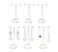 6piezas Soporte Para Pendientes Acrílico T-shape Para Exhibición De Joyas Organizador De Pendientes Y Pulseras Para Tiendas Y Ferias De Artesanía Blanco