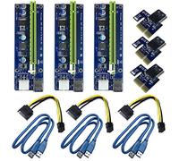 6Pin PCI-E 1x a 16x Tarjeta de Adaptador de Riser Amplificada Mejorada & Cable de Extensión del USB 3,0 & 6pin al Cable de Transmisión de SATA, GPU Graphic Card Express Mining Eth (3 pcs)