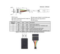 6Pin TTL-232R-5V/3V3 FTDI FT232 USB 2.0 A TTL 5V 3.3V Descargar Módulo Adaptador de Cable de Depuración para (A)