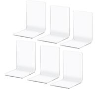 6Pzs Porta Libros de Acrílico Transparente, OctBird Soportes de Exhibición de Libros de Acrílico Soporte de Libros Transparente Multiusos, Soporte de Libros para Oficina, Hogar, 10x10x13 CM