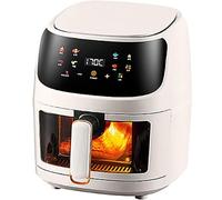 6QT Horno de la freidora de Aire con la Tapa de Cristal, 1350W Pantalla táctil Digital de Cocina Visible, Cesta Antiadherente para la fritura Saludable sin Aceite, Hornear y tostar, fácil Limpieza
