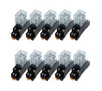 6set 12V 24V DC 110V 220V 380V AC Coil Power Relay LY2NJ 8 Pin HH62P JQX-13F with Socket Base(AC,36V)
