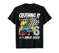 6th Birthday Monster Truck Dinosaur Crushing It Since 2020 Camiseta