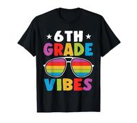 6th Grade Back To School Sunglasses Vibes Retro First Day Camiseta gráfica económica