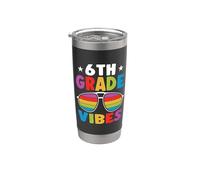 6th Grade Back To School Sunglasses Vibes Retro First Day Vaso térmico de acero inoxidable de doble pared