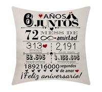 6to Aniversario de Boda Funda de Cojín 18x18 Pulgadas 6 Años de Matrimonio Boda para Parejas Esposo Esposa Amigos Colegas Aniversario de Boda(6)
