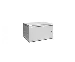 6U wall mounting cabinet 19" rack 600x450, glass door, mounted, 60kg, grey (RAL 7035)